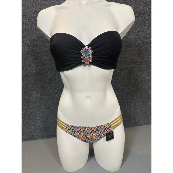 Victoria's Secret Other - Rare Victoria’s Secret Bikini Gem Strapless Top & Sexy Bottom Swimwear 34D/M